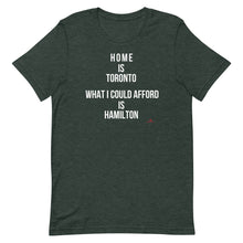 Load image into Gallery viewer, 'Home is Toronto. What I Could Afford is Hamilton' Unisex t-shirt