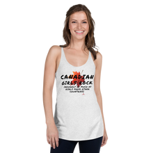 Load image into Gallery viewer, Canadian Girls Rock (roughly as much as girls from other countries) Women&#39;s Racerback Tank
